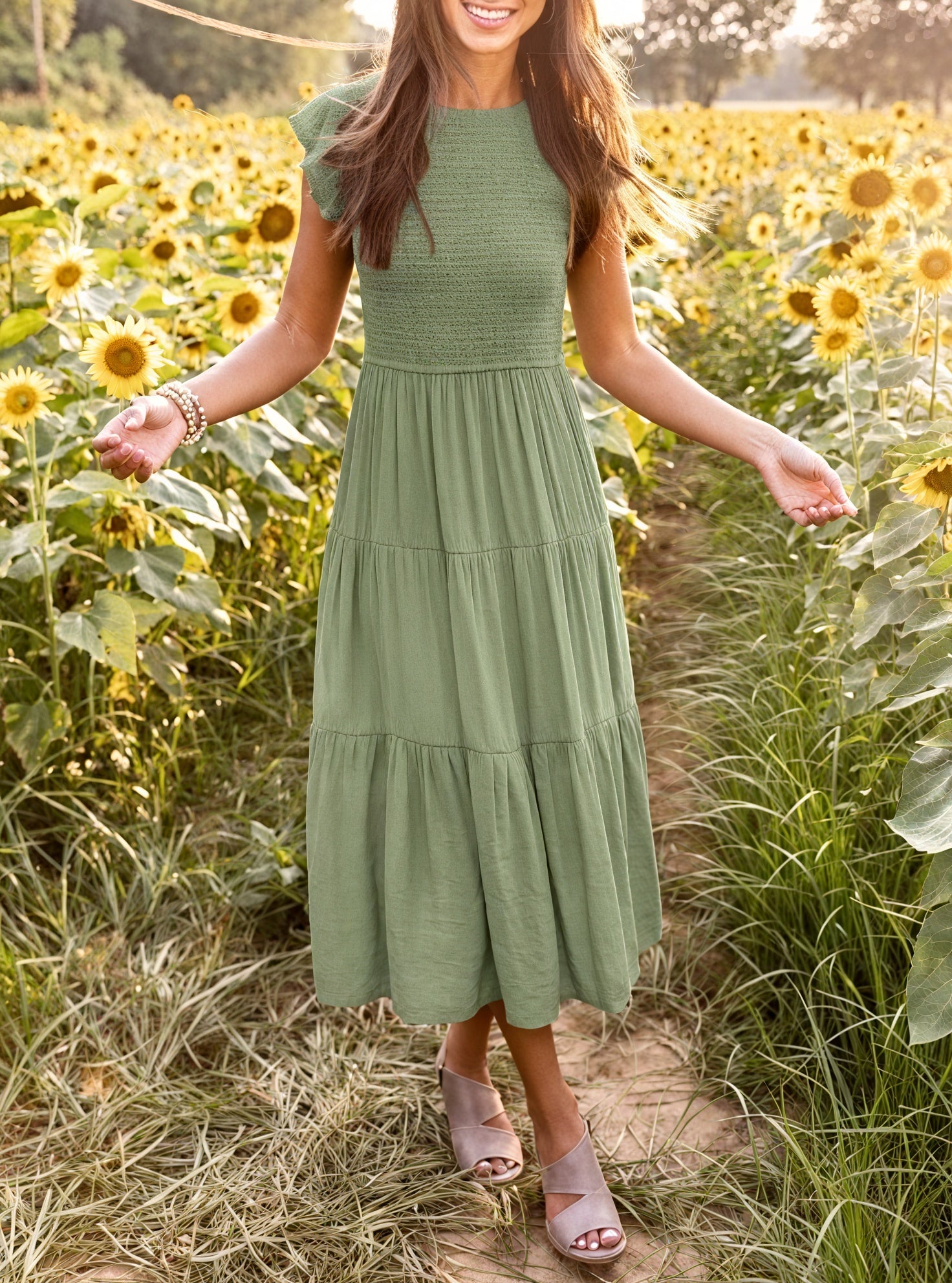 Kleid mit Stufenrock, Rüschenärmeln, Rundhals & fließendem Design – Ideal für Sommer & Freizeit-81634-05bcc164-d403-4bf8-8c98-3d685d468cf4