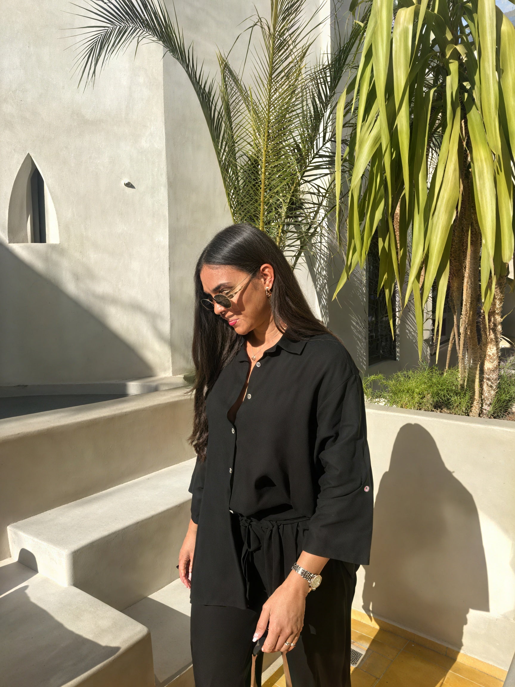 Damen Leinen Zweiteiler – Hemd & Hose Set, Entspannter Schnitt, Mehrfarbig-82126-4c62a9c9-62b1-4af9-a295-5d5389e43c8c