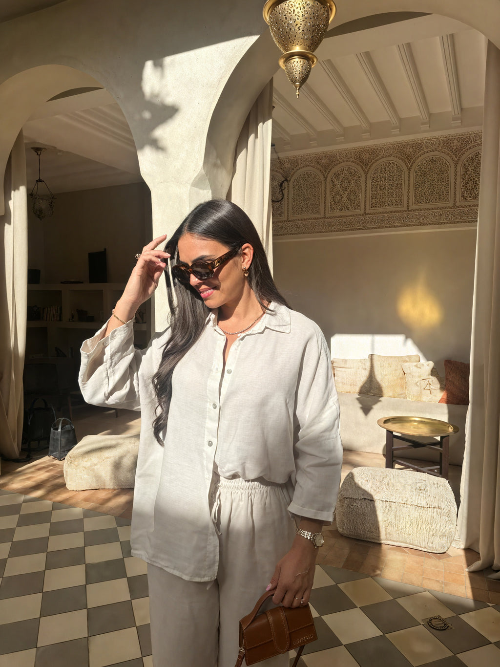 Damen Leinen Zweiteiler – Hemd & Hose Set, Entspannter Schnitt, Mehrfarbig-82126-3ee76220-4e70-434f-b90b-d908bdc76a48