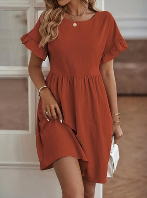 Damen Kleid – A-Linie, Rüschenärmel, Tailliert, Casual Stil-82588-5e37502c-edbb-4224-a530-b6b3a3763481