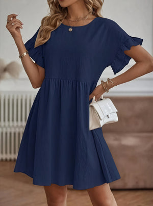 Damen Kleid – A-Linie, Rüschenärmel, Tailliert, Casual Stil-82588-092ea5fc-93ef-4812-b2f6-4092dfbb9f43
