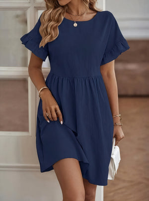 Damen Kleid – A-Linie, Rüschenärmel, Tailliert, Casual Stil-82588-7c77f577-ac27-491f-9d2b-cb25a22b5b40
