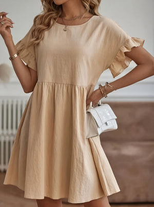Damen Kleid – A-Linie, Rüschenärmel, Tailliert, Casual Stil-82588-435fa651-56d4-410f-a85d-89c65b88e8c1