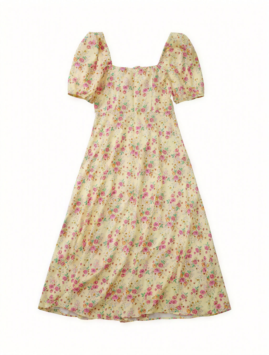 Geblümtes Maxikleid Eckiger Ausschnitt Puffärmel Hoher Schlitz Romantischer Sommerlook-82654-b9d4b94b-1c89-4514-810b-85cf61dab06e