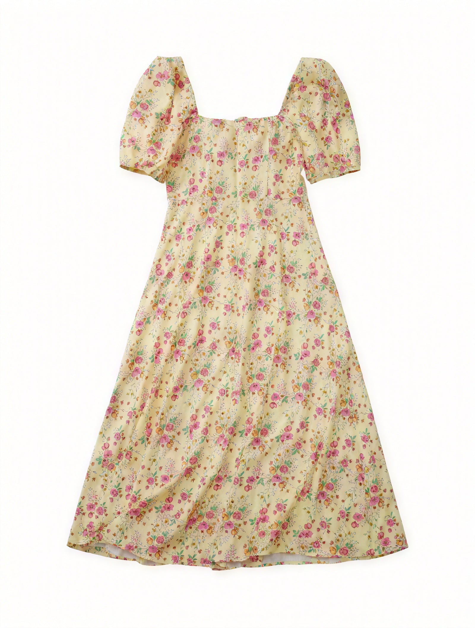 Geblümtes Maxikleid Eckiger Ausschnitt Puffärmel Hoher Schlitz Romantischer Sommerlook-82654-b9d4b94b-1c89-4514-810b-85cf61dab06e