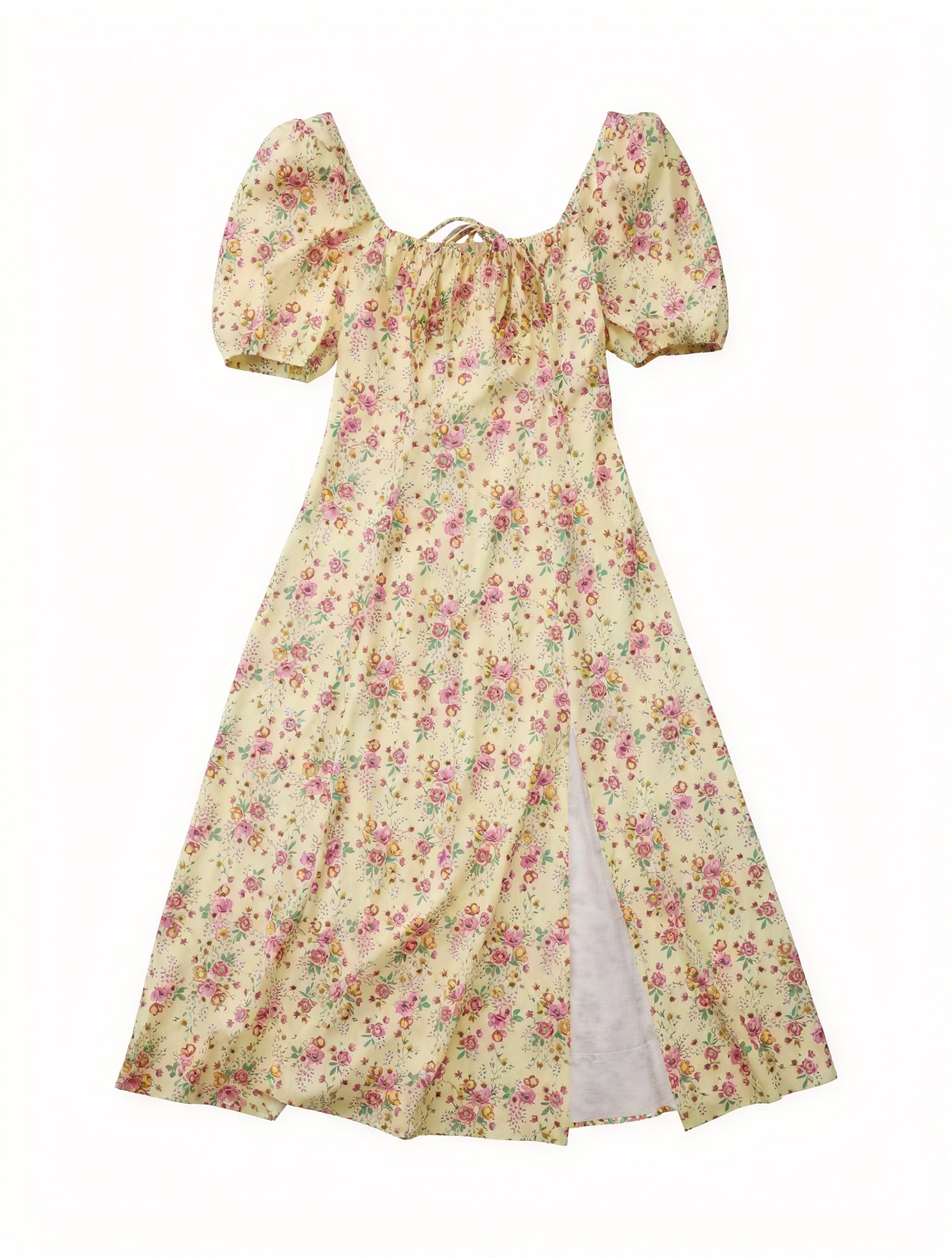 Geblümtes Maxikleid Eckiger Ausschnitt Puffärmel Hoher Schlitz Romantischer Sommerlook-82654-65e016b2-4a0f-4946-b0d0-1235ca1d23b3