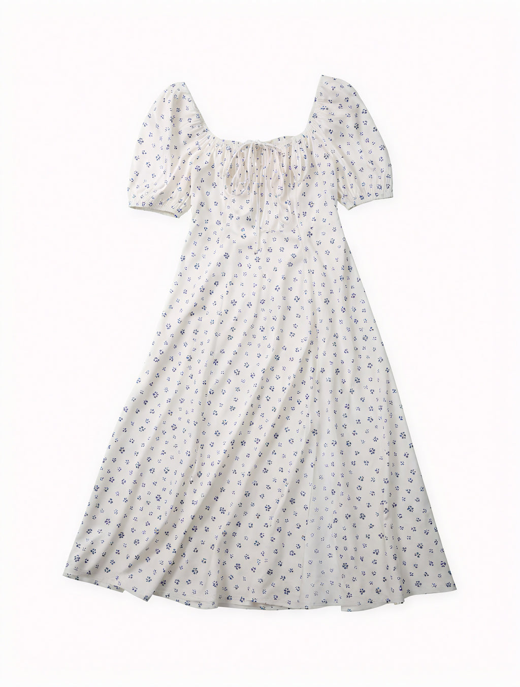 Geblümtes Maxikleid Eckiger Ausschnitt Puffärmel Hoher Schlitz Romantischer Sommerlook-82654-ef05ad92-0744-410a-ad85-94d147092514