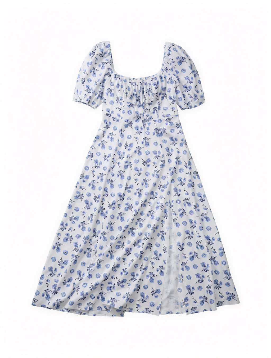 Geblümtes Maxikleid Eckiger Ausschnitt Puffärmel Hoher Schlitz Romantischer Sommerlook-82654-8474fd94-ebcd-4c07-b731-b20eb4fd5d0d