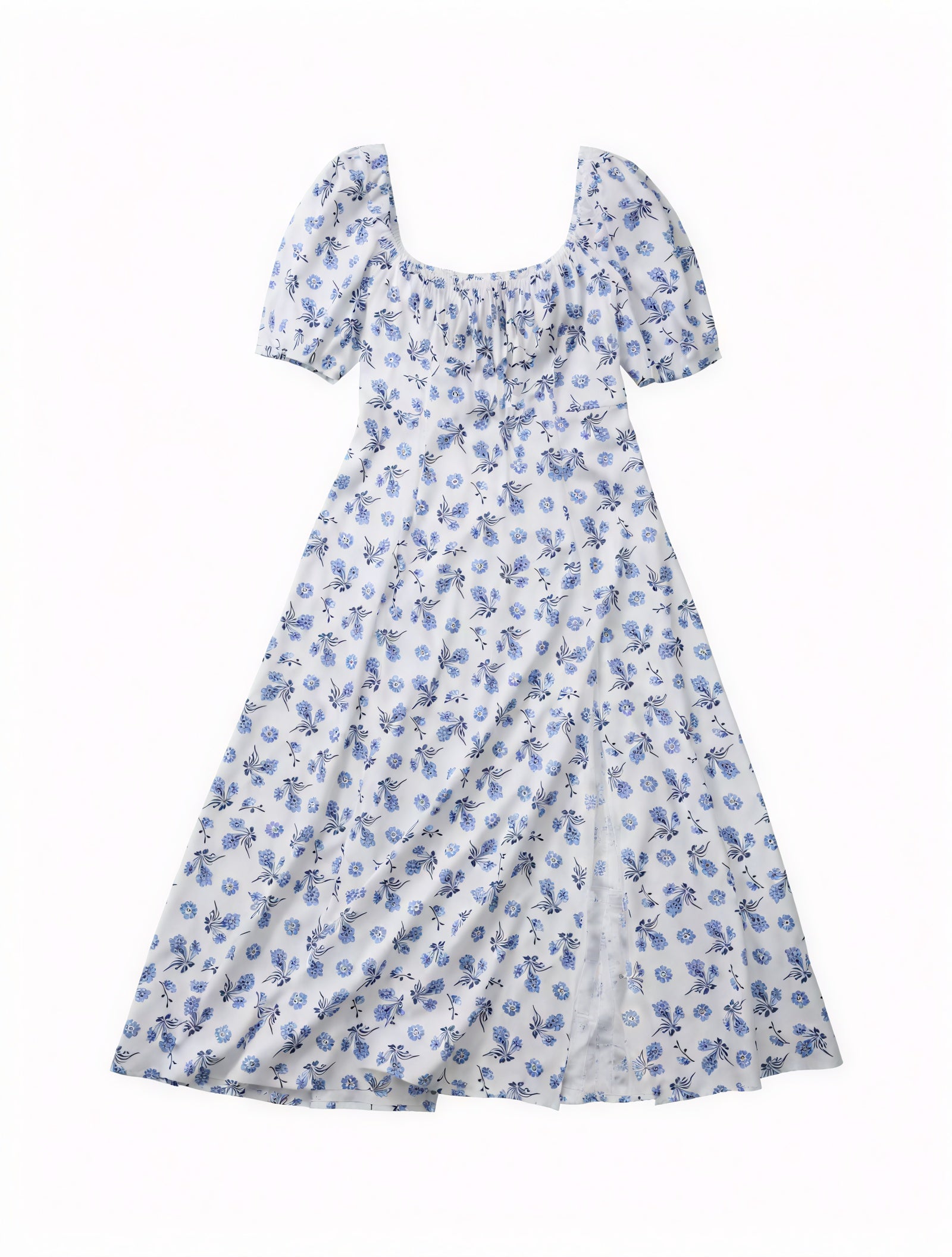 Geblümtes Maxikleid Eckiger Ausschnitt Puffärmel Hoher Schlitz Romantischer Sommerlook-82654-8474fd94-ebcd-4c07-b731-b20eb4fd5d0d
