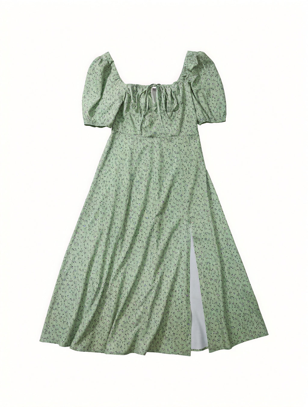Geblümtes Maxikleid Eckiger Ausschnitt Puffärmel Hoher Schlitz Romantischer Sommerlook-82654-52f05232-dbe1-4558-aa21-57dcdd4a198c
