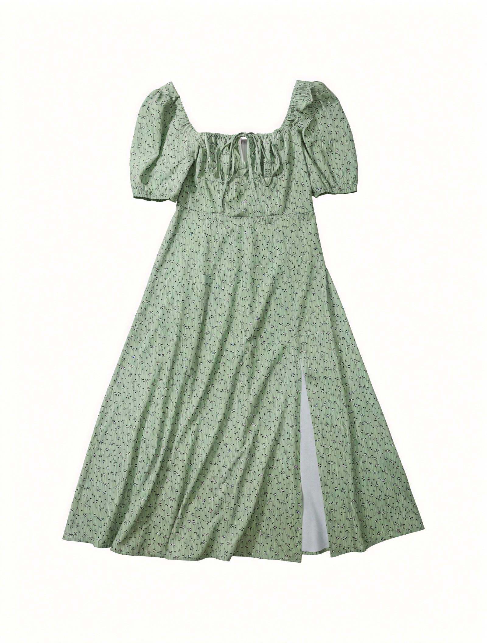 Geblümtes Maxikleid Eckiger Ausschnitt Puffärmel Hoher Schlitz Romantischer Sommerlook-82654-52f05232-dbe1-4558-aa21-57dcdd4a198c