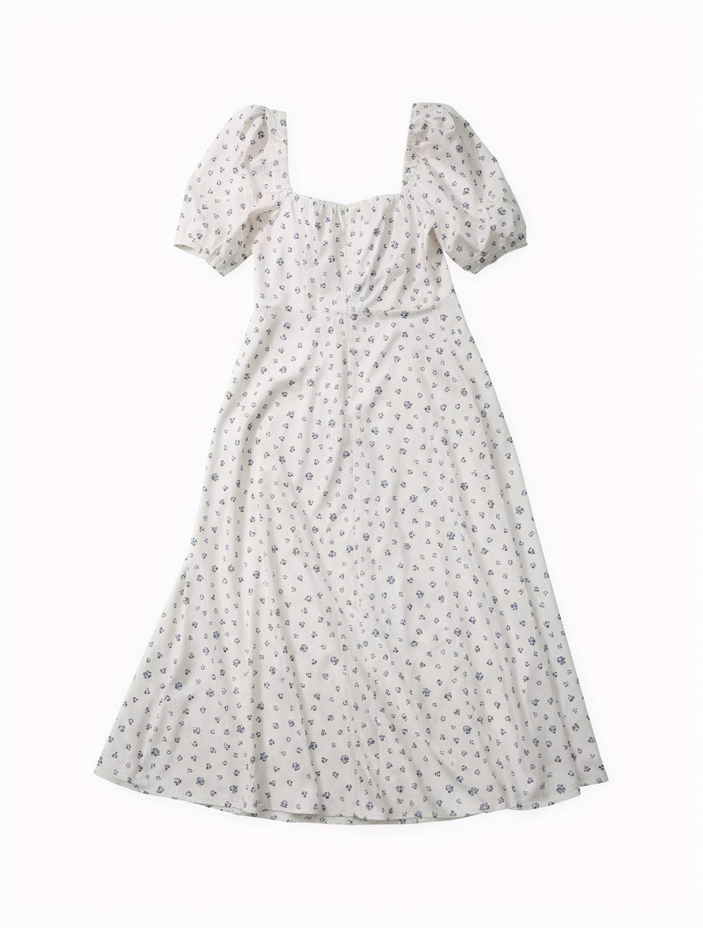 Geblümtes Maxikleid Eckiger Ausschnitt Puffärmel Hoher Schlitz Romantischer Sommerlook-82654-1456d53f-1c32-426c-bcd8-7783bdd1738e