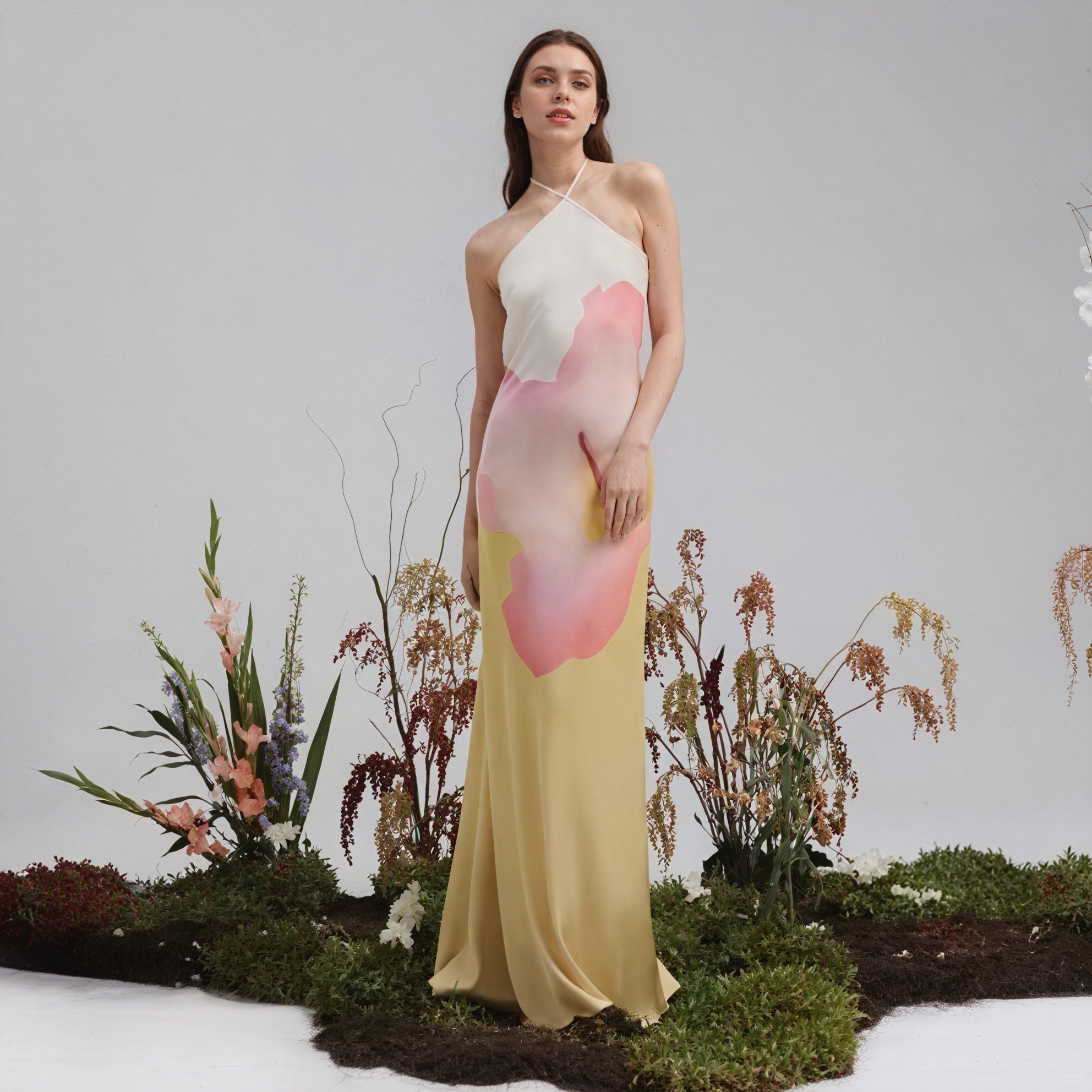 Damen Maxi-Kleid – One-Shoulder, Neckholder, Ärmellos, Bedruckt-83229-0e02d918-bc2b-48c8-bf23-70e6cb54b47e