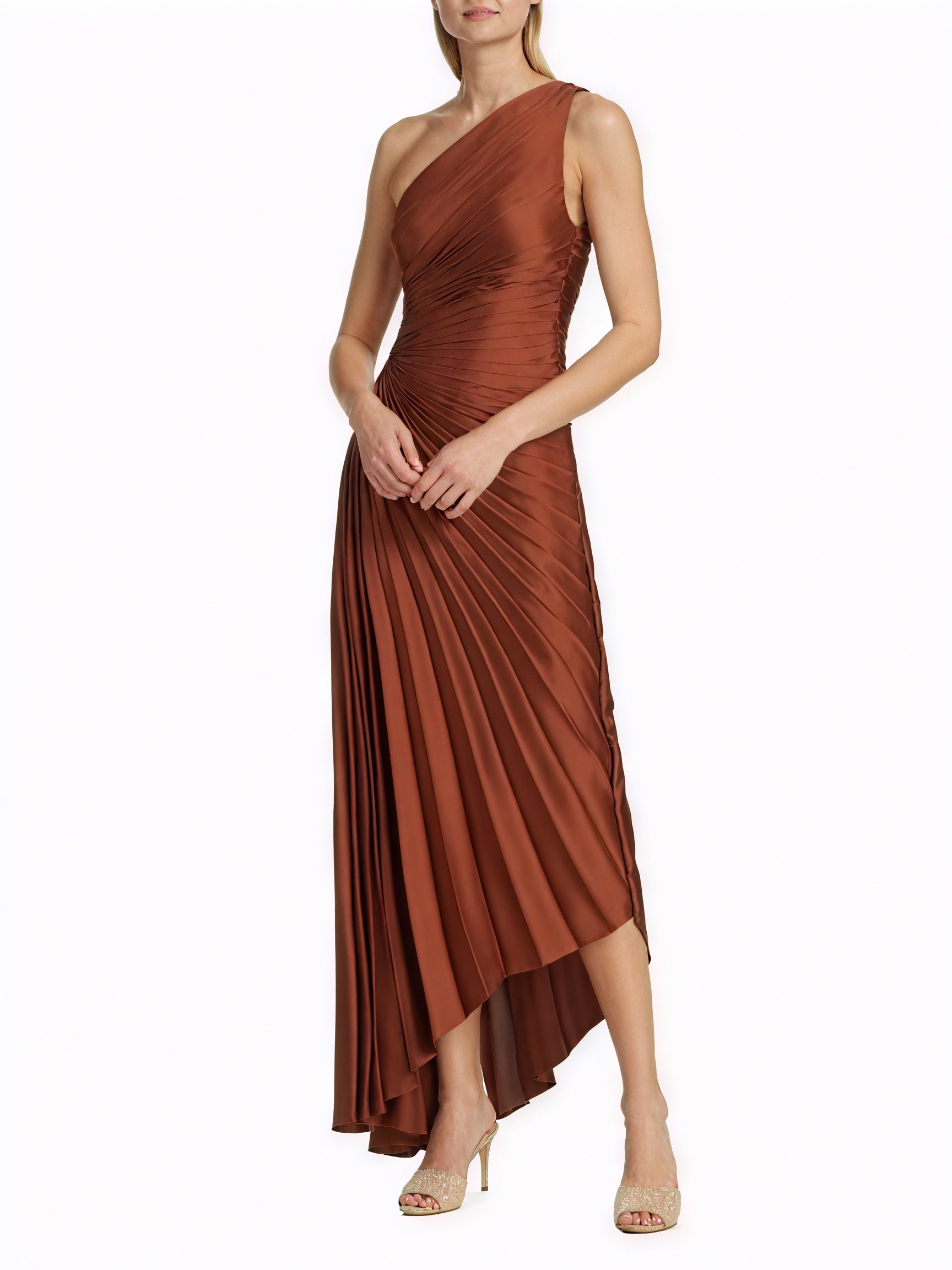 Damen Kleid – One-Shoulder, Plissierter Stoff, Asymmetrischer Saum, Elegant-83236-89a6f483-683d-4125-bfef-14561b9c6c7b