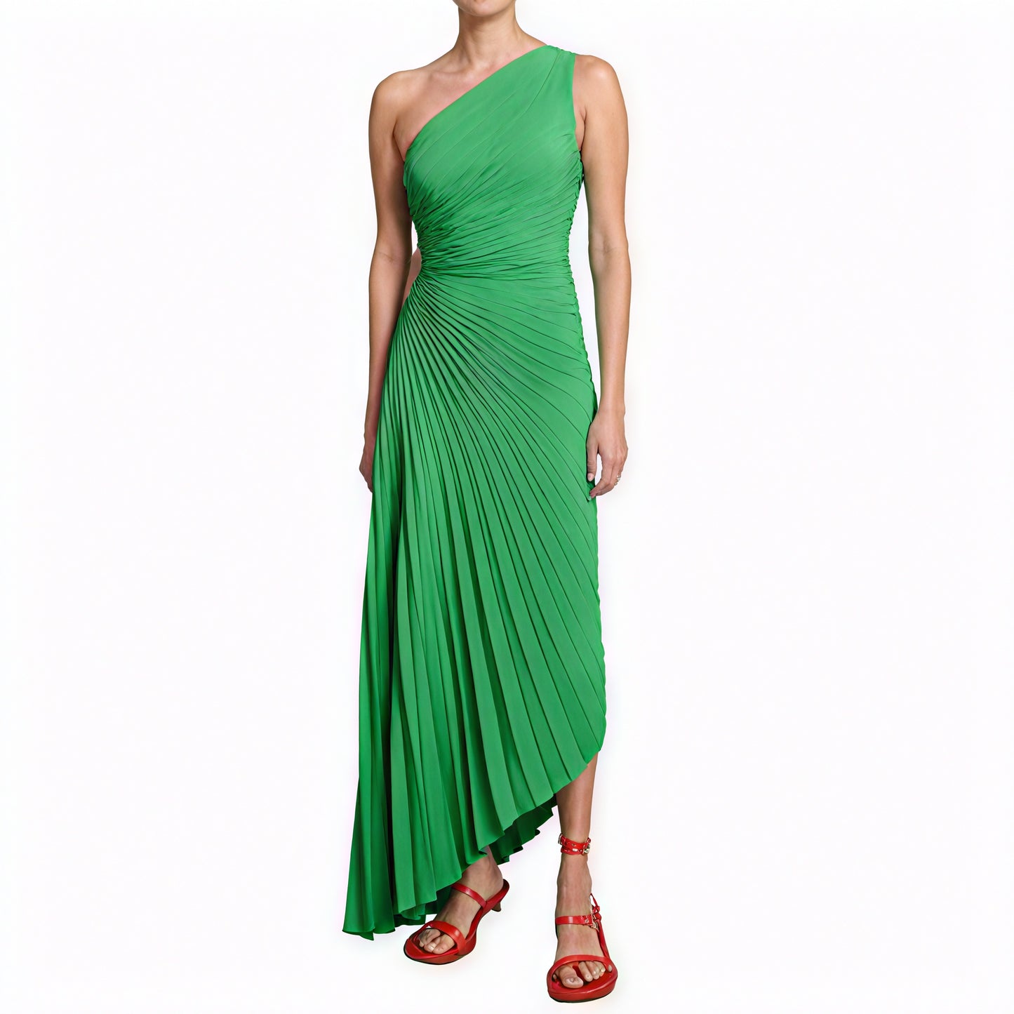 Damen Kleid – One-Shoulder, Plissierter Stoff, Asymmetrischer Saum, Elegant-83236-85249fab-20e9-4d44-a687-a1efdf9b0e7f