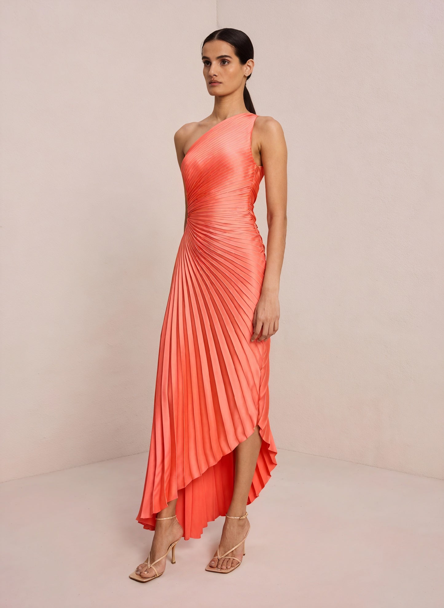 Damen Kleid – One-Shoulder, Plissierter Stoff, Asymmetrischer Saum, Elegant-83236-8950510a-1699-400a-aab7-04442e5b04ba