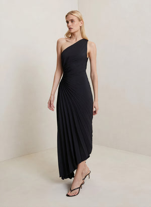 Damen Kleid – One-Shoulder, Plissierter Stoff, Asymmetrischer Saum, Elegant-83236-b6bd053d-56ea-44a9-b100-57b38689703e