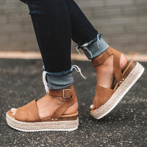 Plateau-Espadrille Sandalen mit Knöchelriemen, offener Spitze und Jute-Sohle für Sommer-Looks-83252-e4f382a4-74bb-49f9-a534-378ff42e17d2