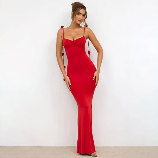 Kleidhaus Damen Maxikleid – Ärmellos, Rückenfrei mit Blumenriemen-83277-7c6835cd-48f9-4c8c-b2e8-1027af804309