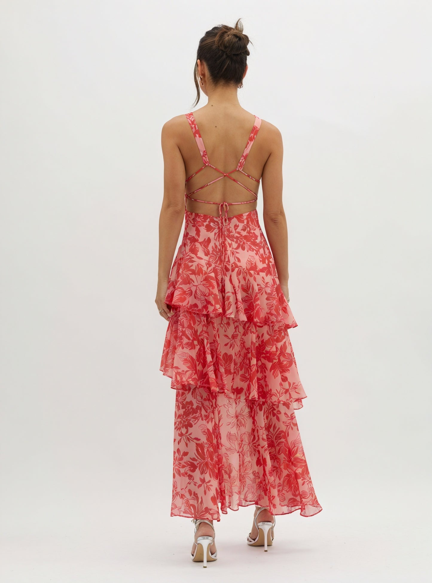 Kleidhaus Damen Maxikleid – Blumenprint, V-Ausschnitt, Stufenrock, XS-XL-83283-035a6143-8387-4a14-890b-23d942c5dad7
