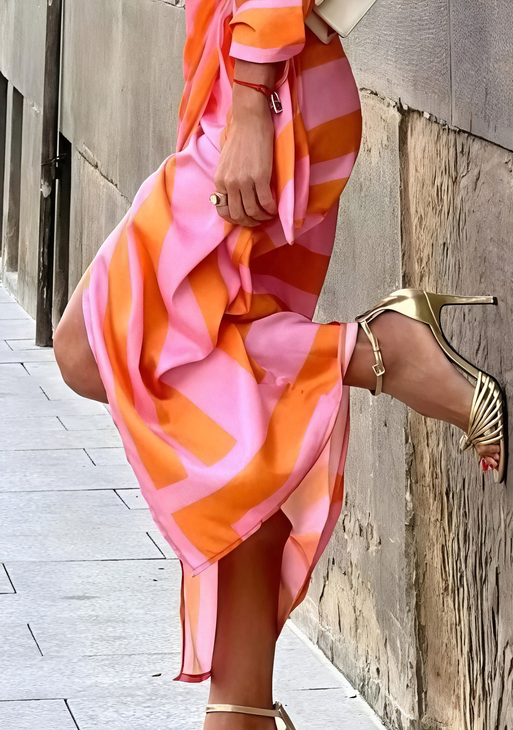 Damen Wickelkleid – Gestreift, Langarm, Fließender Schnitt-83361-852f164c-e14a-43ad-9547-cfb419f4bb21