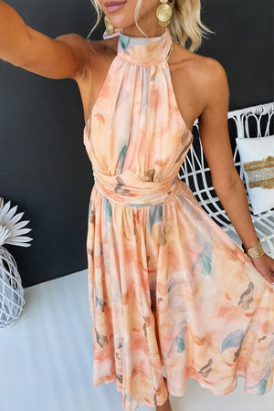 Damen Maxikleid – Geblümtes Neckholder-Design mit Taillenband, Leicht & Fließend-83370-e926b698-52ba-412b-b1bd-865b41354762