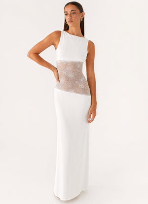 Damen Maxikleid – Ärmellos mit Spitzenpanel, Elegant, Abendkleid-83478-65a381ee-310d-48de-8ec6-49a8ec170033