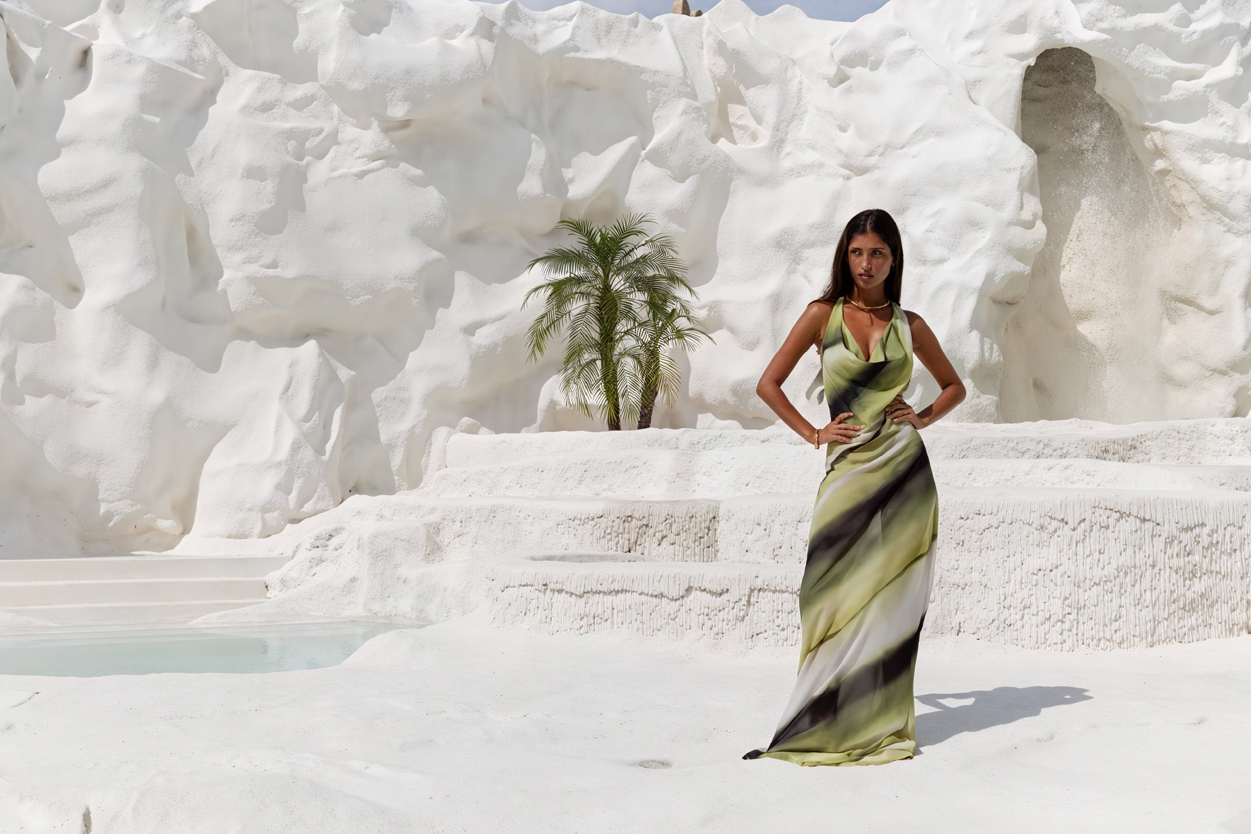 Damen Maxi Kleid – Ärmellos, Drapierter Ausschnitt, Tie-Dye, Fließend-83479-827d6aac-aee9-4a89-af2b-5b7a6c448d57