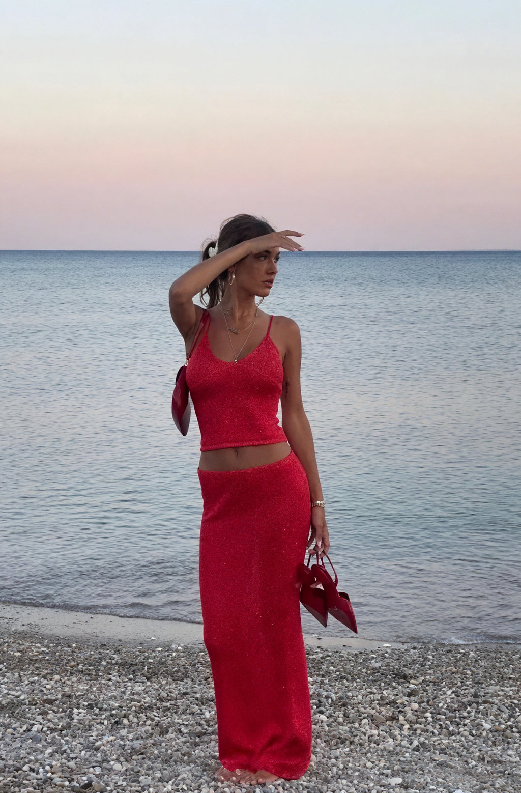 Damen Zweiteiler Set – Glitzernd, Spaghettitop & Maxirock, Abendmode-83554-6dd4513b-bd1b-437c-a927-358d8fc3808c