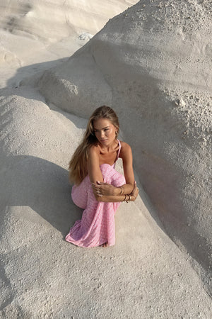 Damen Zweiteiler-Set – Pink Weiß Gestreift, Trägerloses Top, Fließender Maxi-Rock-83557-0e8a0b9b-930c-4827-9147-ac7e7565f2a8