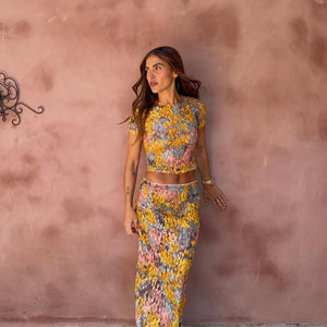 Damen Zweiteiler Set – Blumenmuster Crop Top & Maxi Rock, Fließend-83559-49b90ac5-0c56-401d-98f2-bfe6d6df0840