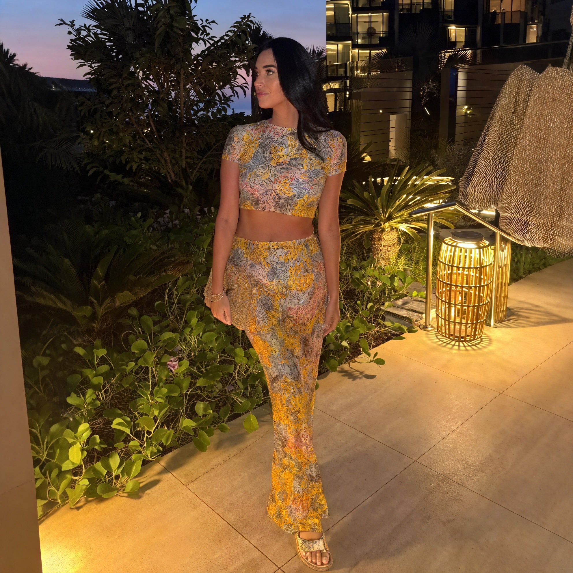 Damen Zweiteiler Set – Blumenmuster Crop Top & Maxi Rock, Fließend-83559-36bb46b6-2bf1-47ad-b822-5144f87646c5