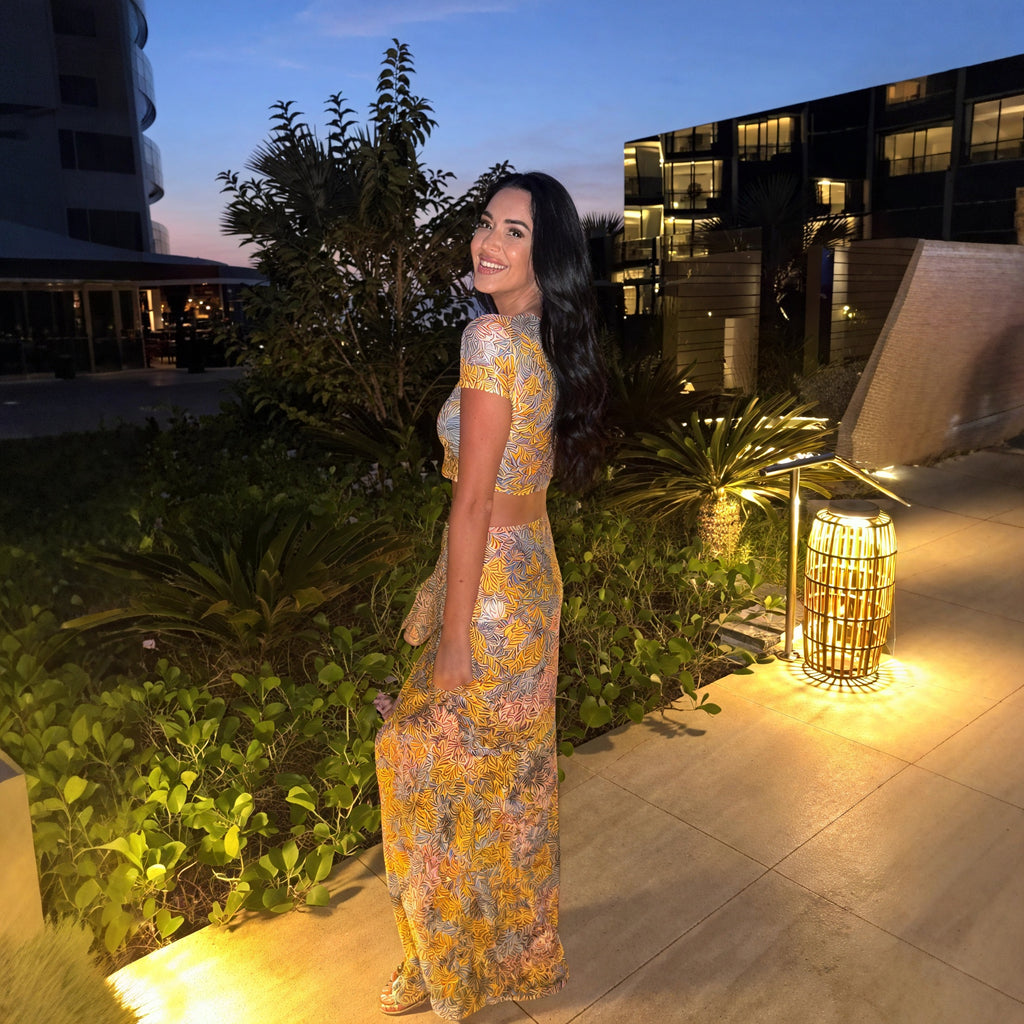 Damen Zweiteiler Set – Blumenmuster Crop Top & Maxi Rock, Fließend-83559-298a897d-d632-458c-9cde-7aad8796bb4e