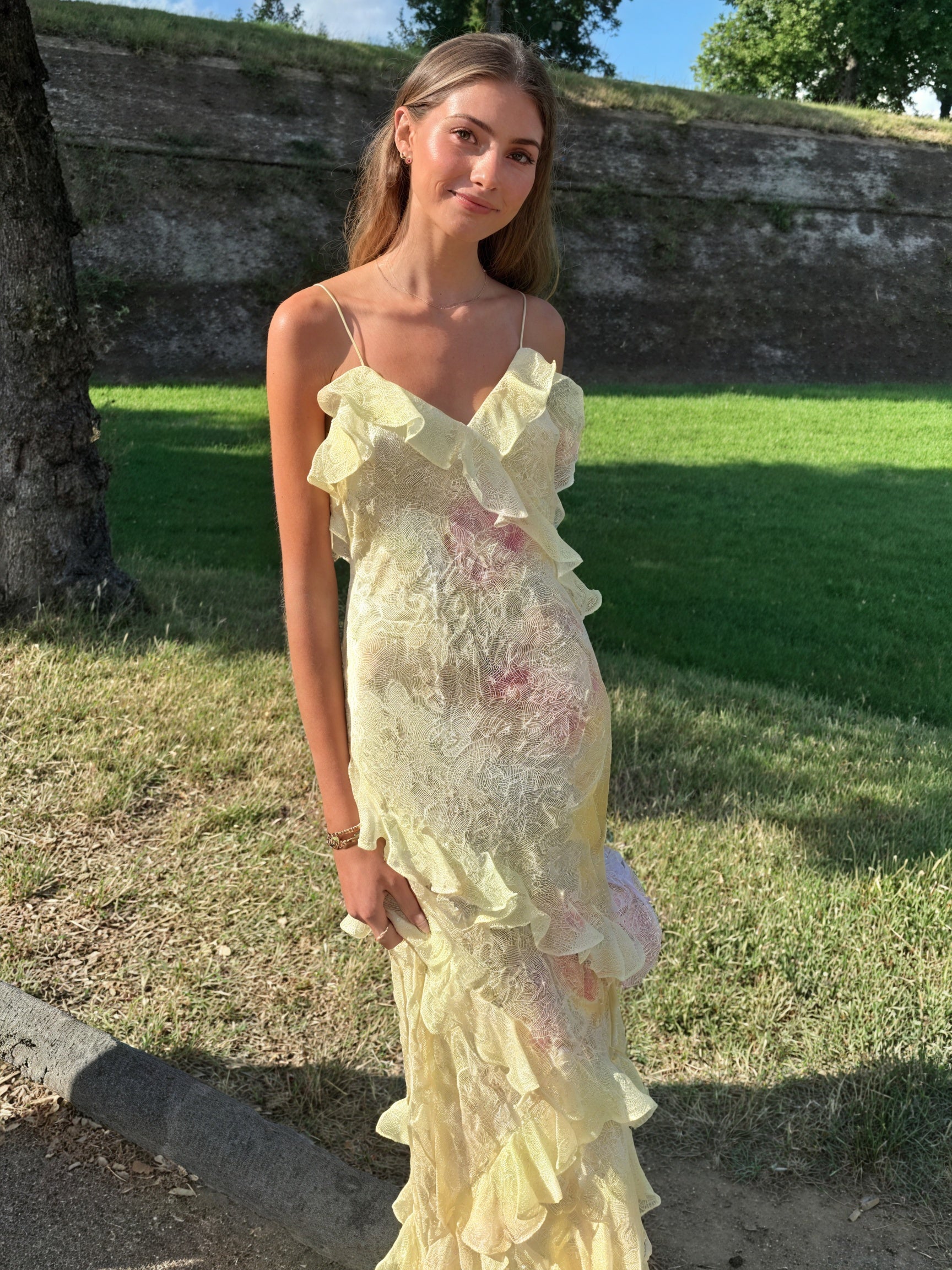 Damen Kleid – Blumenmuster, Spaghettiträger, Rüschen, ärmellos-83560-8fdcdb41-8750-49e2-8b30-962ff99ad287