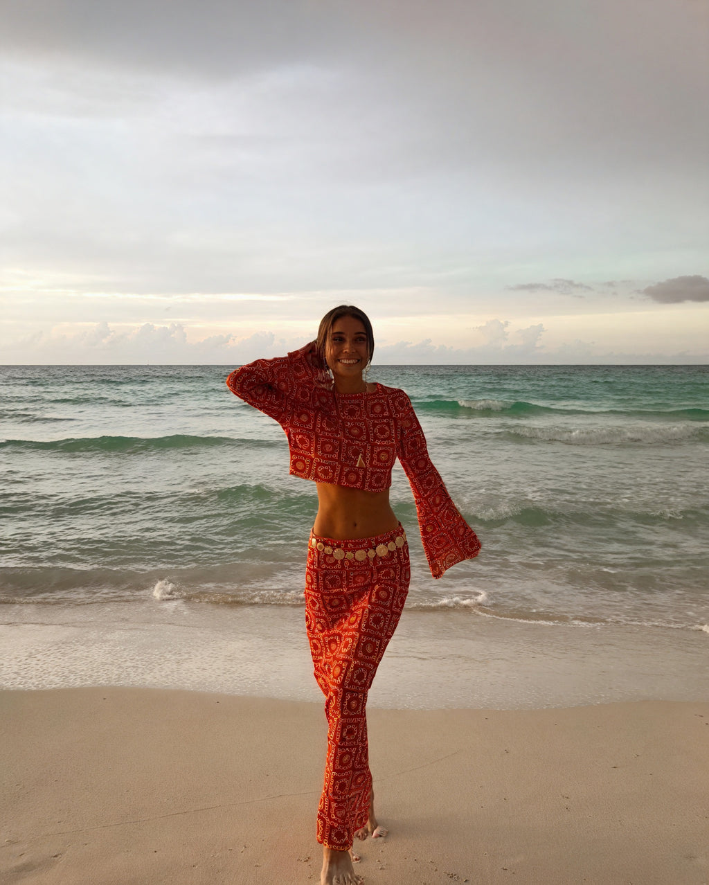 Damen Zweiteiler-Set – Gehäkelt, Zweifarbiges Crop-Top & High-Waist Hose-83575-b156363d-2fd4-4f99-8f16-c89abd89364d