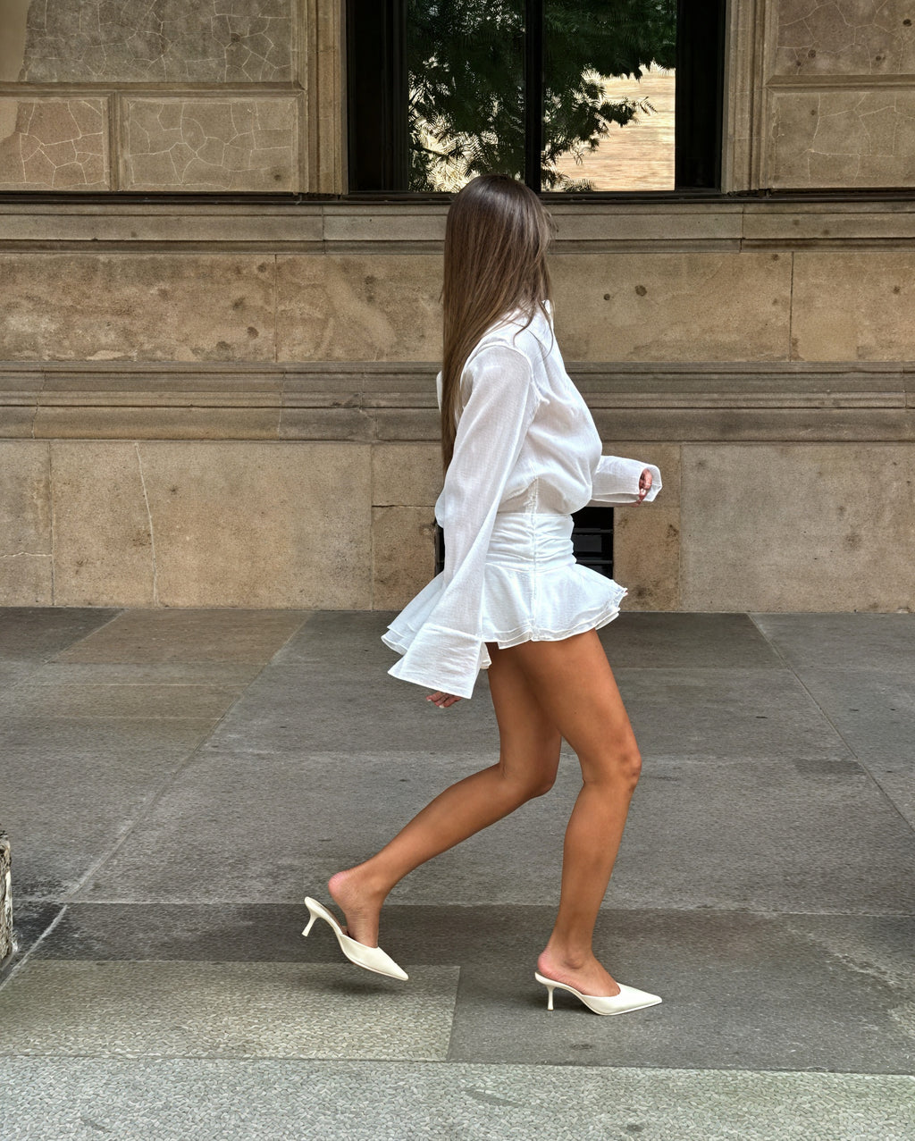 Damen Kleid – Weiß, Langarm, Knopfleiste, Elegant-83661-68e87245-84db-4ff8-9ee7-59a66d10de4c