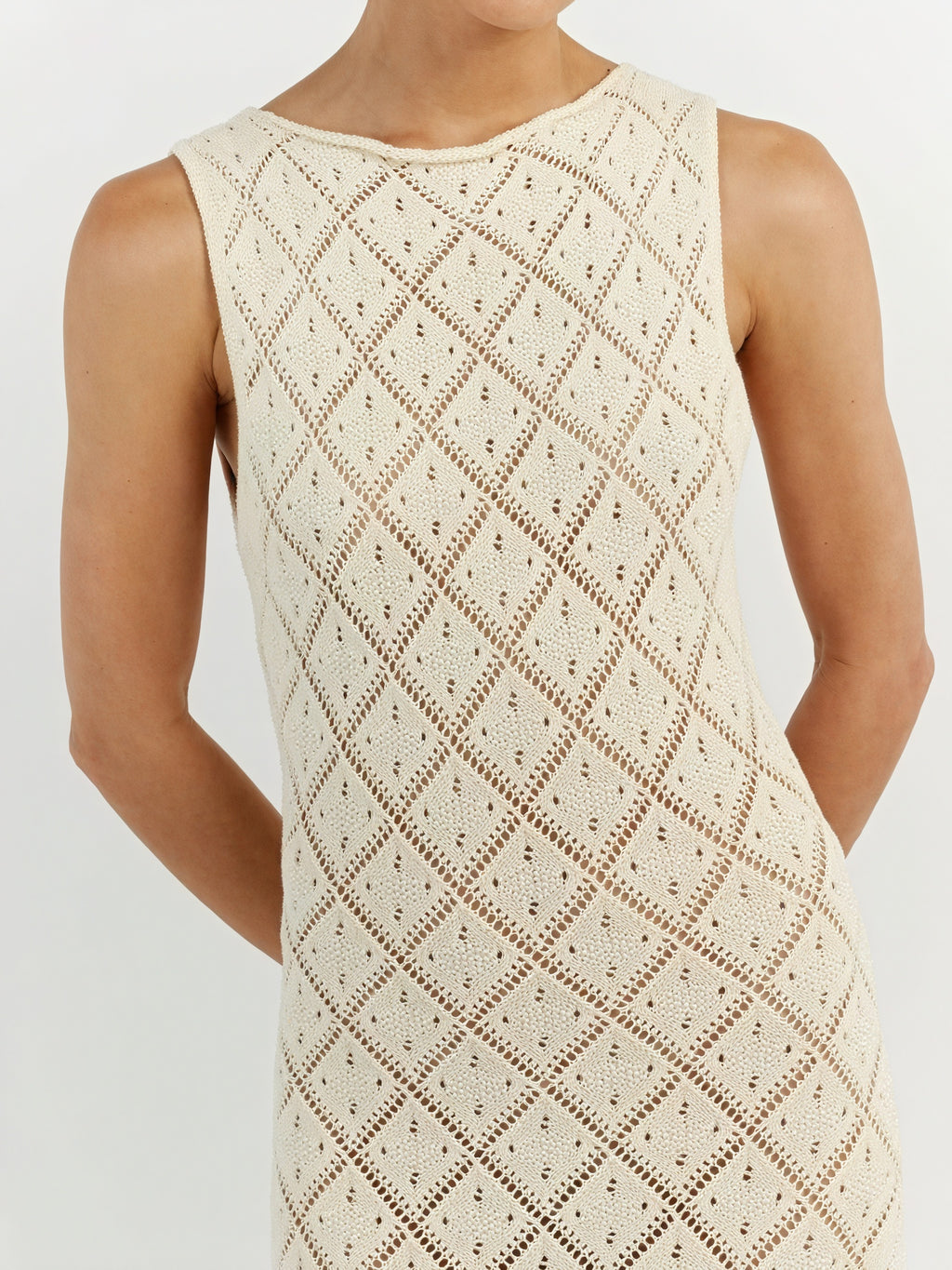 Damen Maxikleid – Ärmellos, Strick, Offenes Lochstrick-Design-83712-cdf48d5b-77b5-4035-8e36-45266b86153b