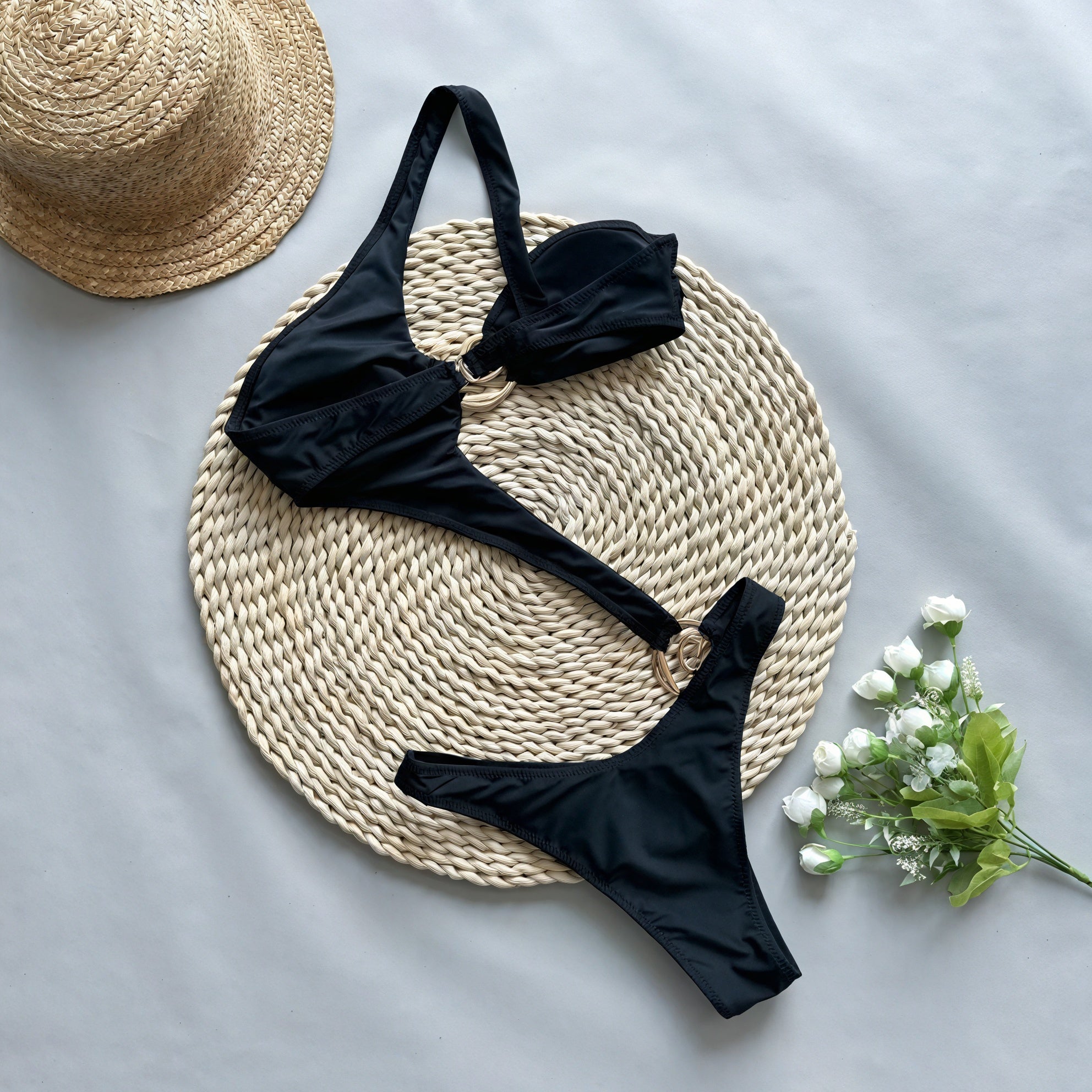 Damen Einteiler Badeanzug – Schwarz mit Zierbeschlägen, Elegant-83767-fce6b564-3bf6-4dcd-8de6-03b4d1ec714b