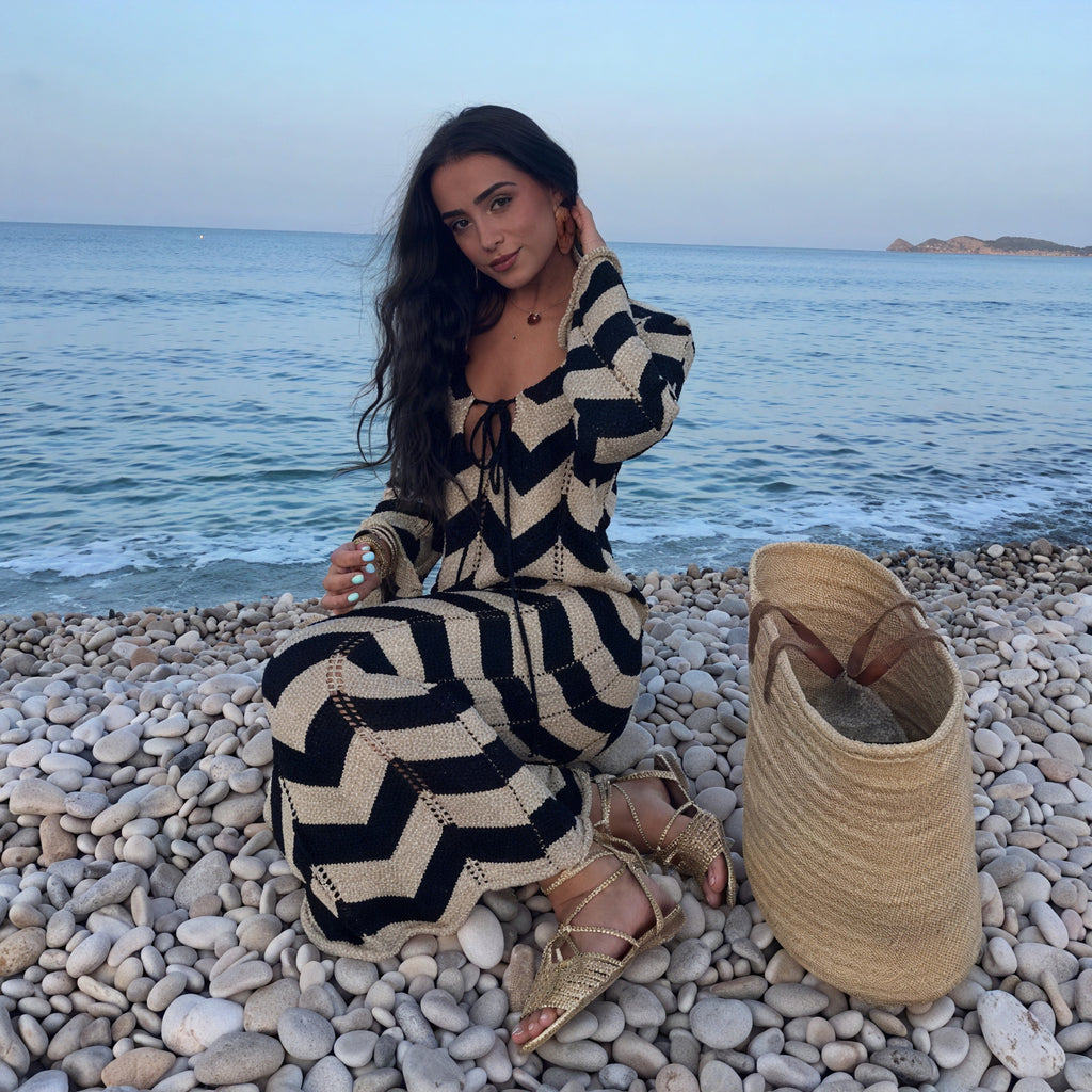 Damen Strickkleid – Chevron Muster, Langarm-83785-e569d523-10d9-4e10-a44b-ece8f932aba3