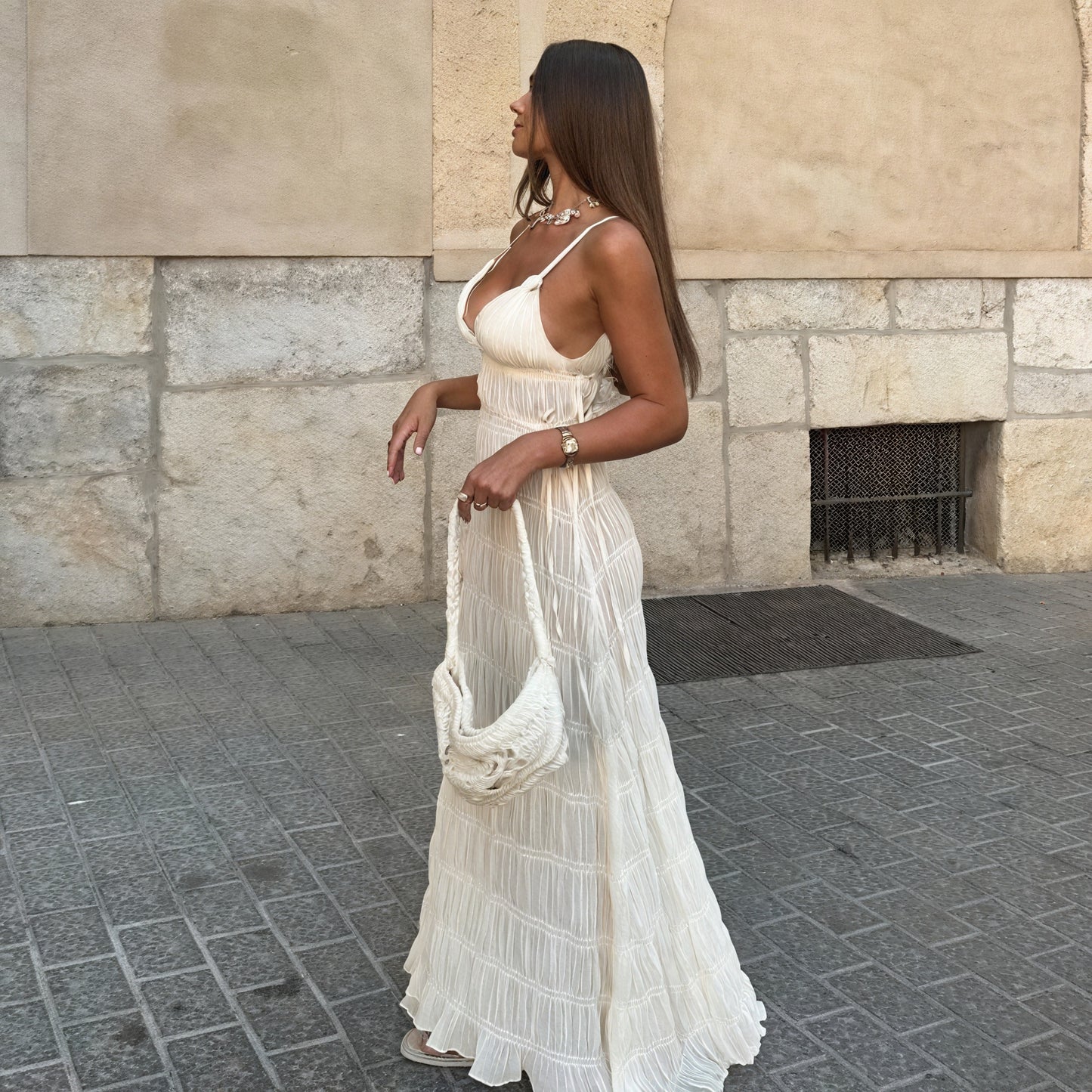 Damen Maxi-Kleid mit Spaghettiträgern, Plissiert, Fließend-83811-0d74ee4c-aea8-45e2-8fd0-e0d5003a3a74