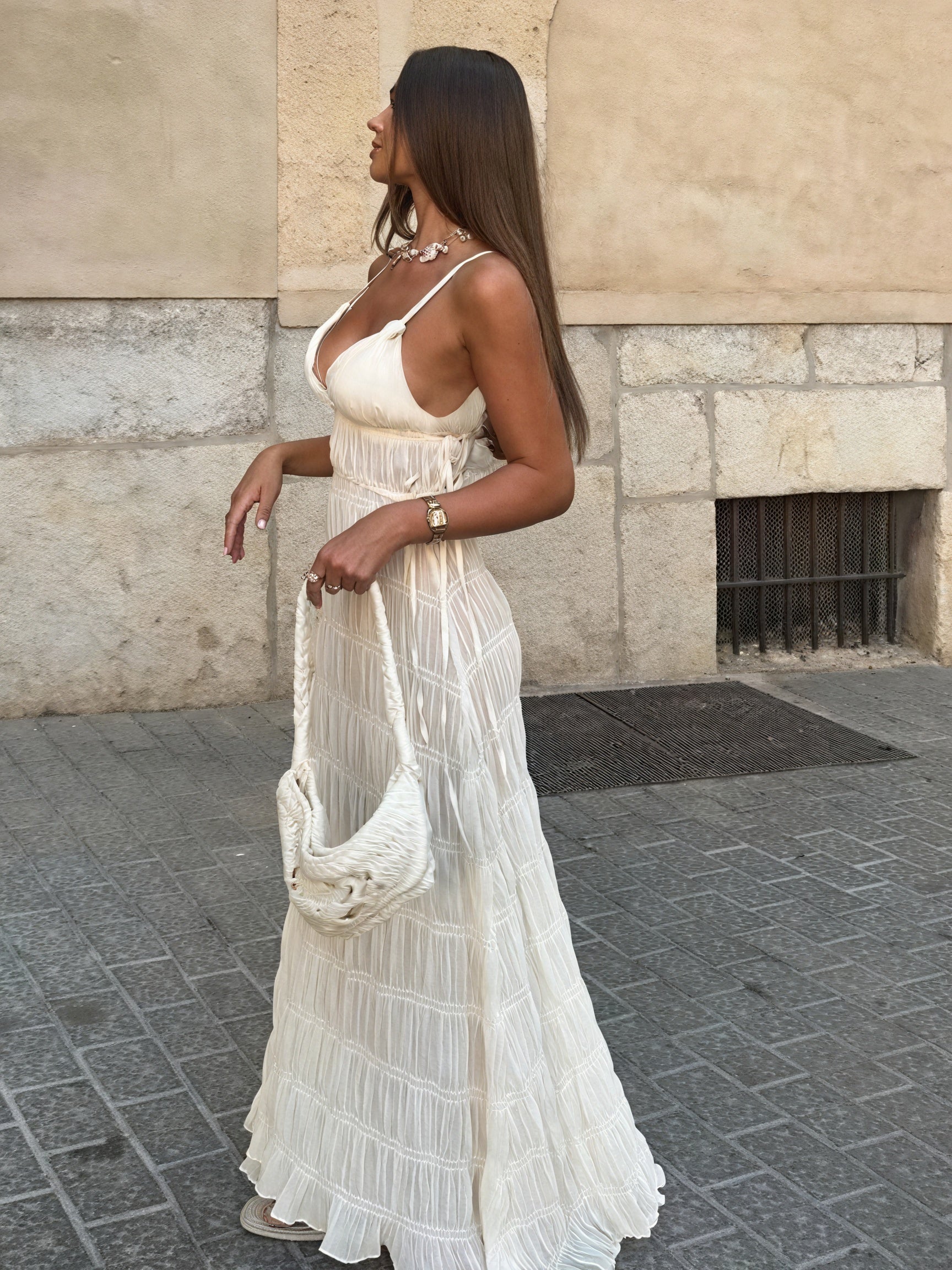 Damen Maxi-Kleid mit Spaghettiträgern, Plissiert, Fließend-83811-19891741-1351-4ddb-b672-643e30d6fe50