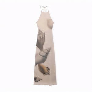 Damen Maxikleid – Halterneck, Einzigartiger Print, Strukturiert, Leichtes Material-83816-2245765d-8d8f-4d4e-a3d0-03e36bb86a75
