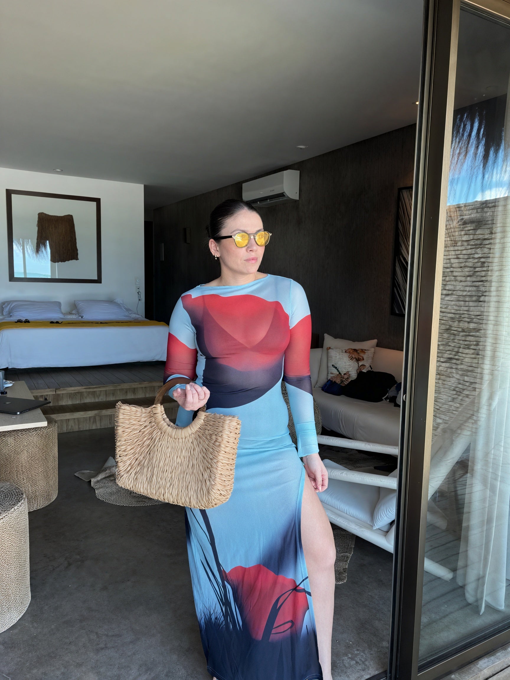 Damen Maxikleid – Bunt Gemustert, Langarm, Bodenlang-83850-26f5da52-ca07-42e7-b9c1-3cf16d71b280