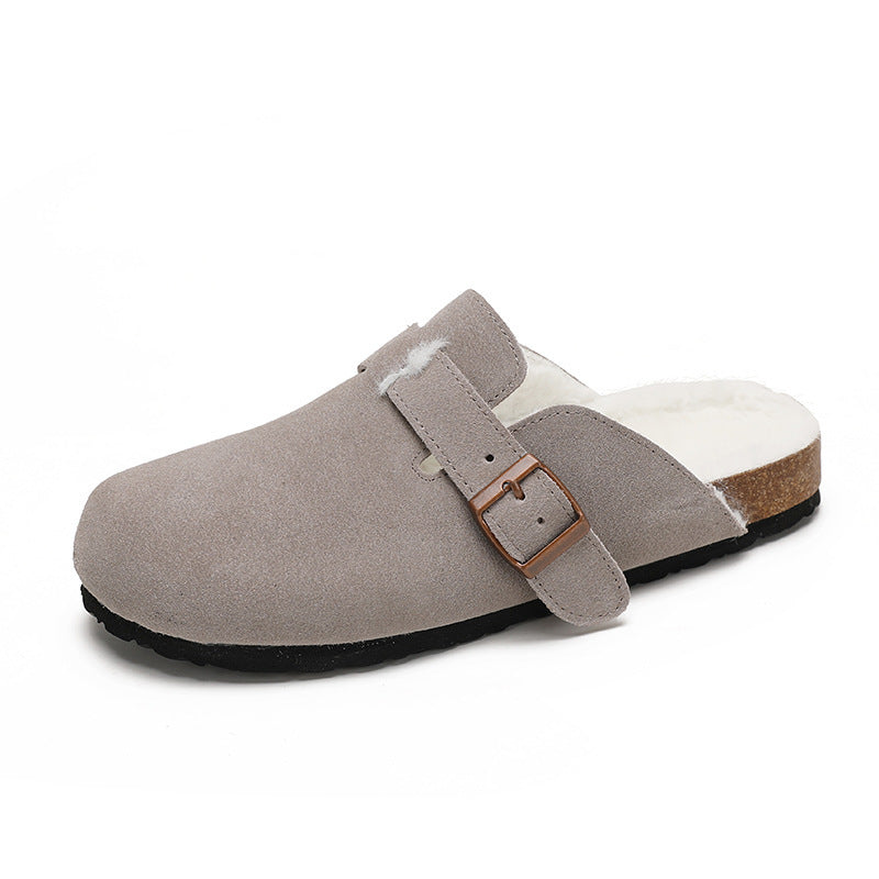 Damen Pantolette – Wildleder, Offene Ferse, Verstellbarer Riemen, Korkfußbett-82019-87521f6f-dceb-4002-82b3-6e1ede4ff5c2