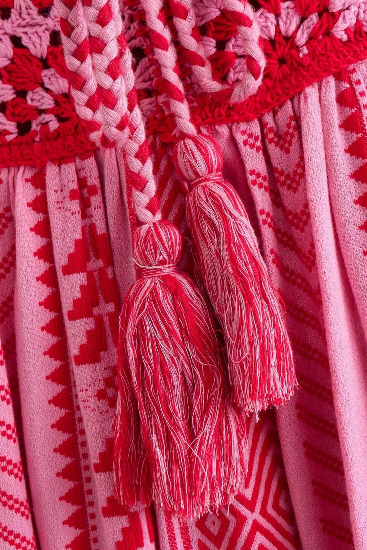 Böhmisches Maxikleid mit Stickerei