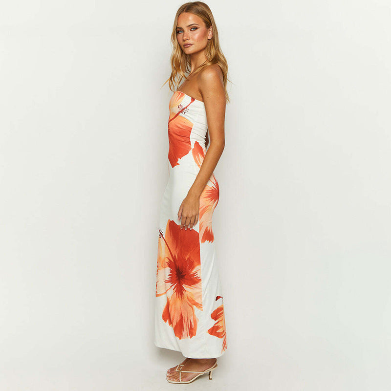 Damen Maxi-Kleid – Trägerlos, Blumenprint, Fließend, Kleidhaus-83497-8bd39f41-7b3b-4c31-b372-61c4b65cce48