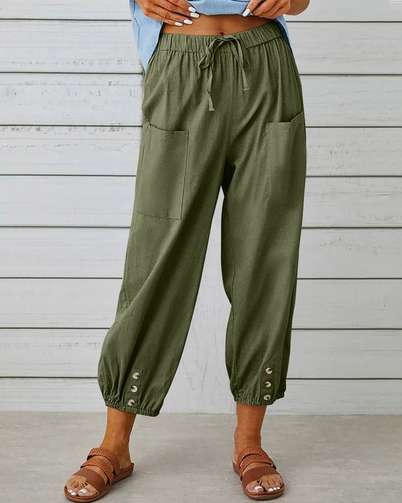 Kleidhaus Damen Hose – Kordelzug, Knopfdetails am Knöchel, Bequem & Lässig-83253-8d5dd380-0cea-485b-8615-ae0bc8d8fe66