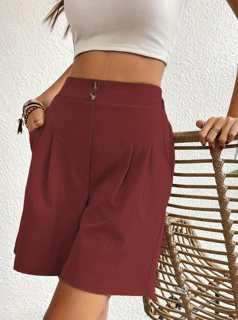 Damen Shorts – Hochtailliert, Bundfalten, mit Taschen-82558-8f85da08-c947-4e9f-b475-7bfa83e1d57a