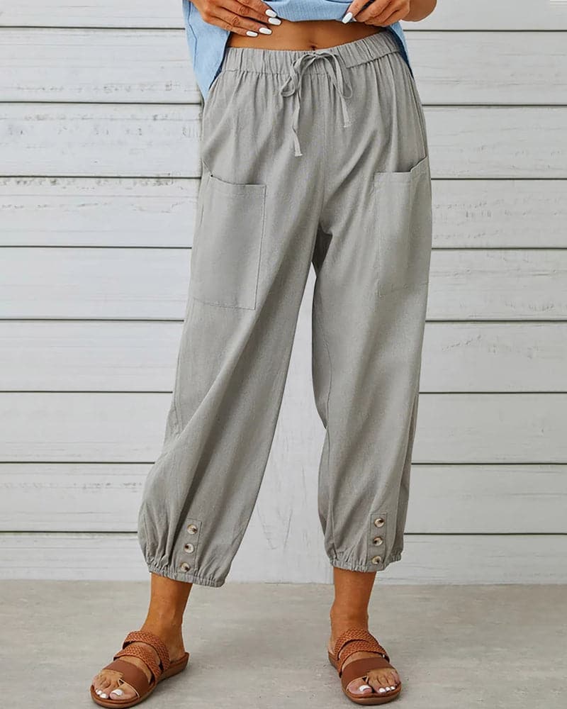 Kleidhaus Damen Hose – Kordelzug, Knopfdetails am Knöchel, Bequem & Lässig-83253-92449bd1-7d82-479b-99cb-78b6cd756dca