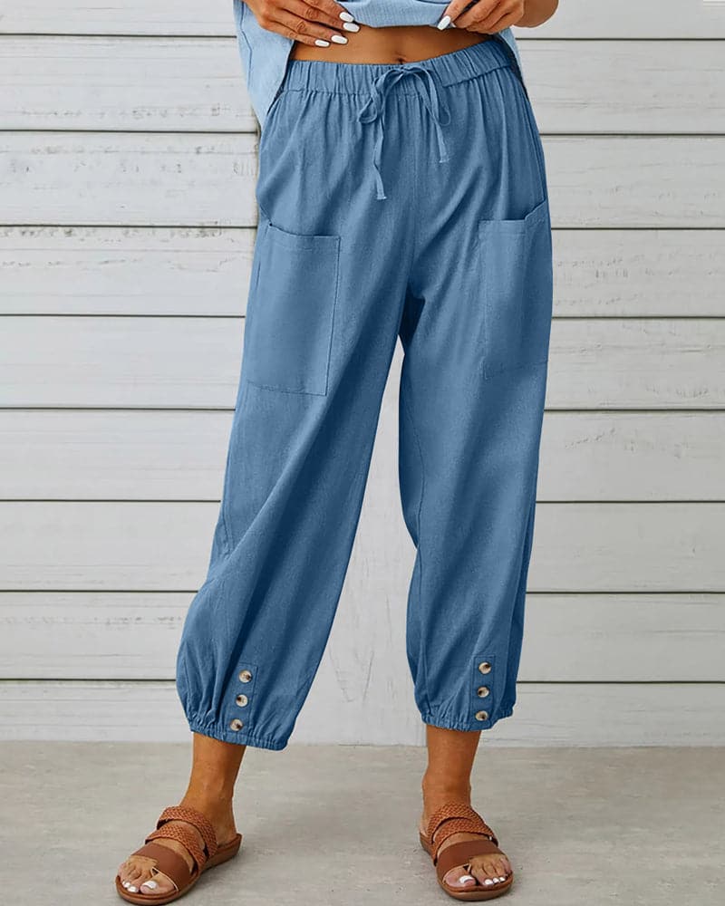 Kleidhaus Damen Hose – Kordelzug, Knopfdetails am Knöchel, Bequem & Lässig-83253-95cda545-ecd9-480b-9437-3a04cff0a07b